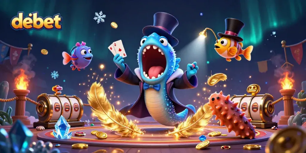 Experience thrilling fun with Debet's rich gambling atmosphere featuring unique sea creatures performing tricks, adding excitement to your gaming.