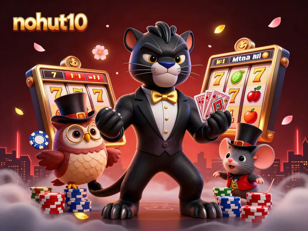 Experience the excitement of nohut10 with a 3D panther dealer and lucky characters in dynamic casino action.