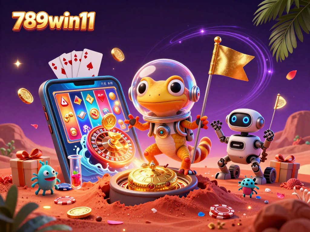 Win big at 789win11 with a fun Martian gecko uncovering casino treasures!