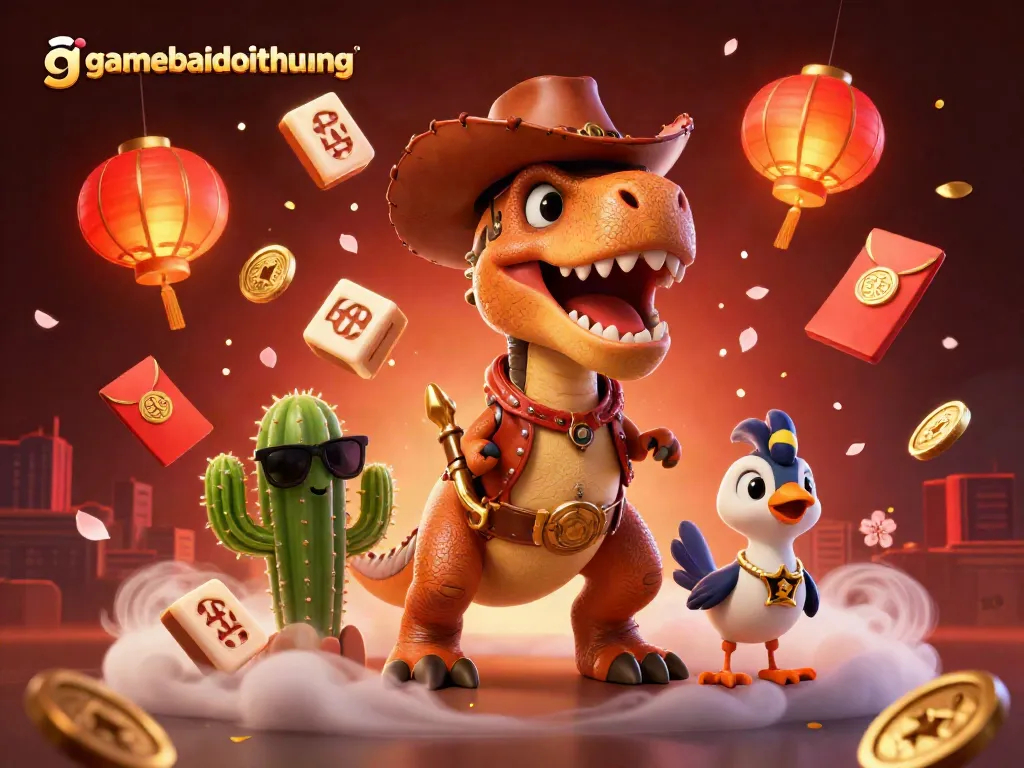 Engage in thrilling gameplay at gamebaidoithuong with this vibrant casino illustration featuring dynamic characters and game elements.