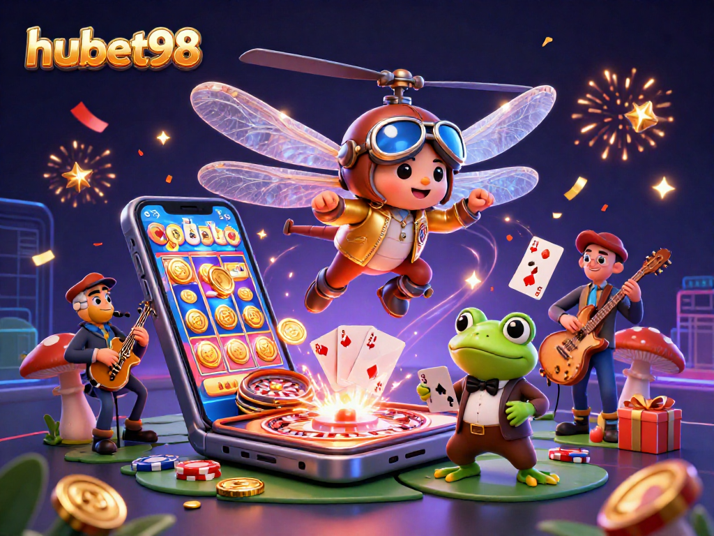 Experience exciting games at hubet98 with vibrant card dealing and joyful celebrations in a lively casino scene.
