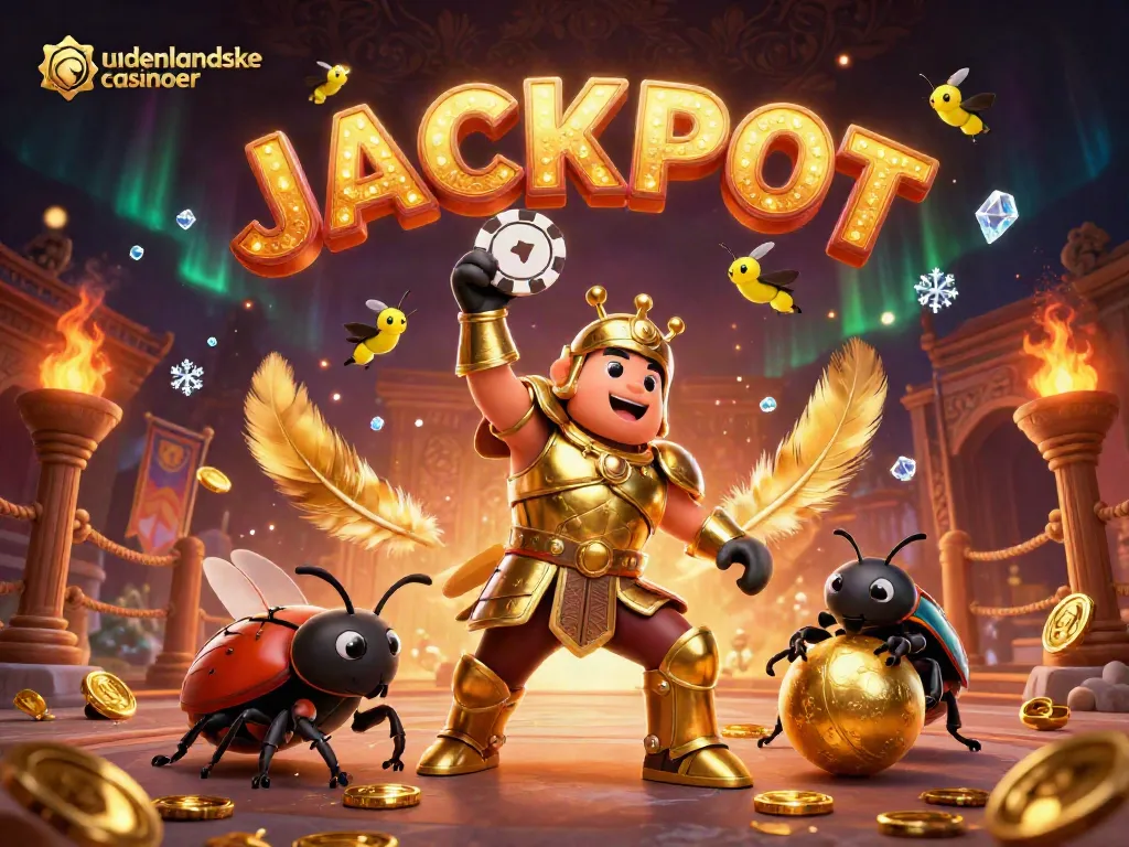 Experience the thrill at udenlandske casinoer with vibrant 3D characters celebrating a big jackpot win.