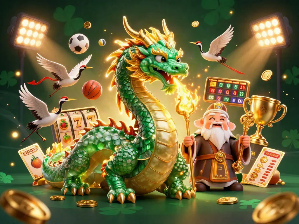 Engaging casino uden ROFUS scene featuring a jade dragon and cartoon turtle with game elements.