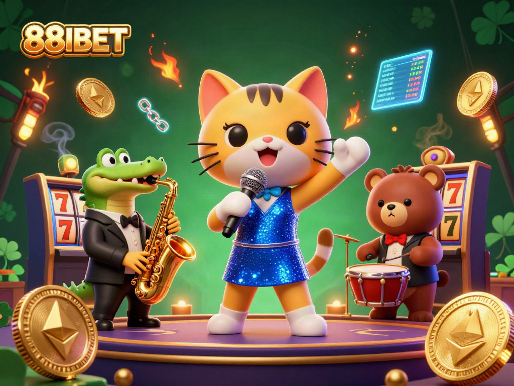 Experience the excitement of 88I BET while enjoying casino scenes with musical animals and vibrant graphics.