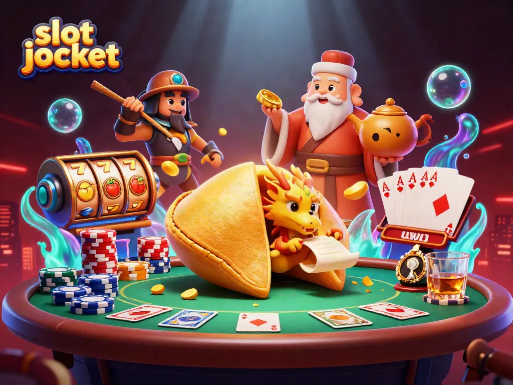 Experience thrilling wins with vibrant slot jackpot scene featuring unique 3D characters and gambling elements.