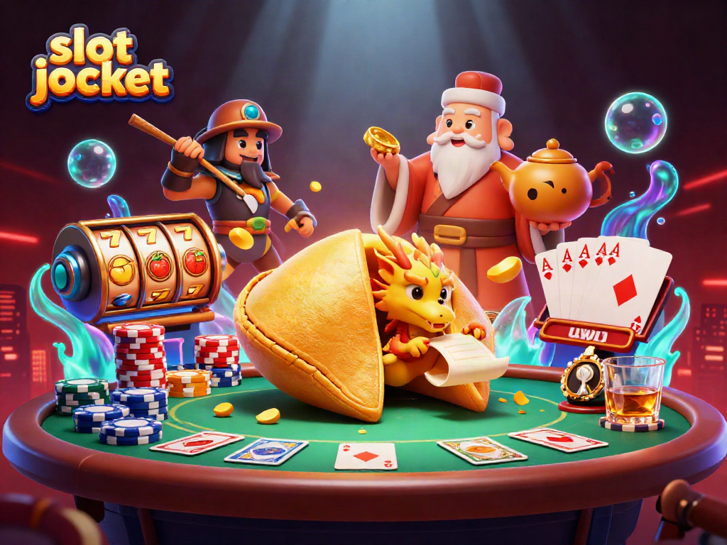 Experience thrilling wins with vibrant slot jackpot scene featuring unique 3D characters and gambling elements.
