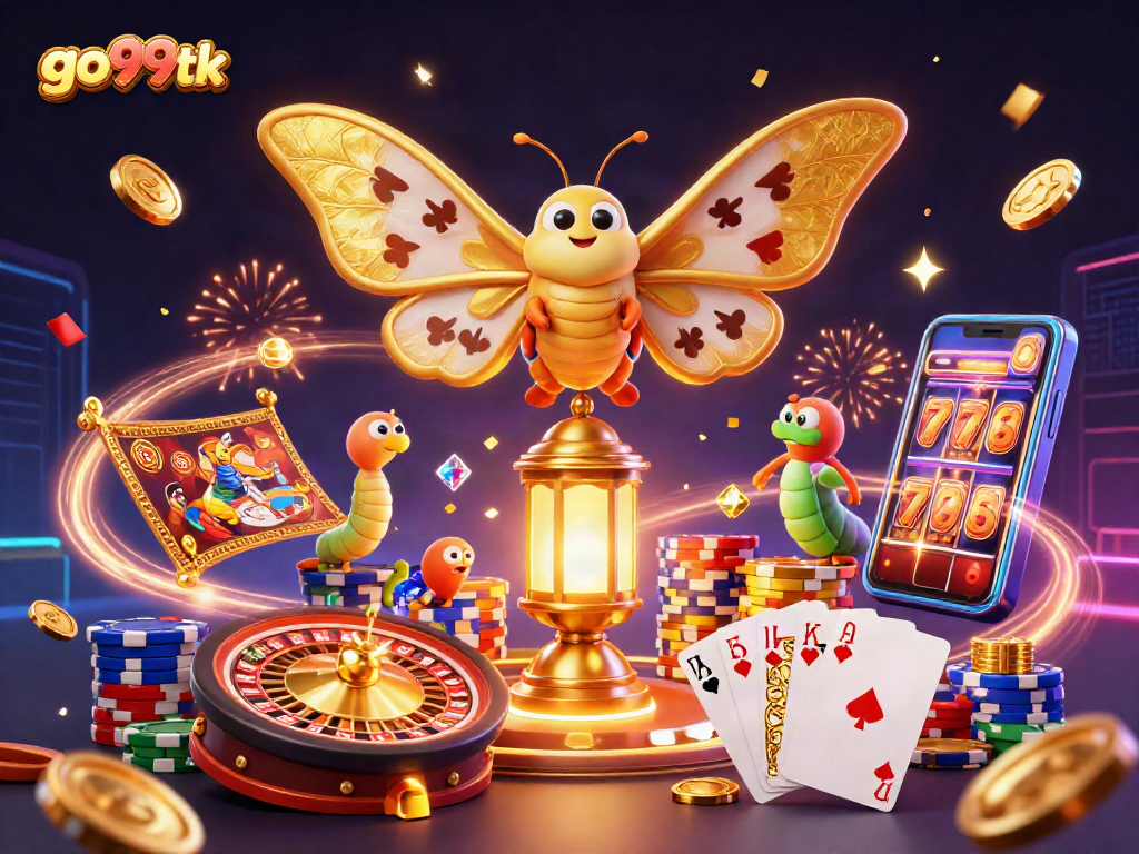 Experience the excitement of go99tk with vibrant casino illustrations showcasing winning moments.