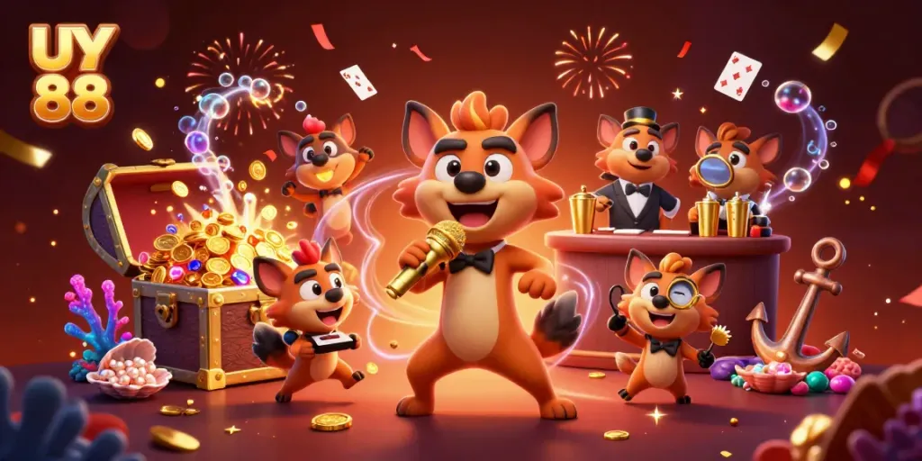 Join the fun with UY 88 as hyenas run a vibrant comedy casino club filled with treasures.