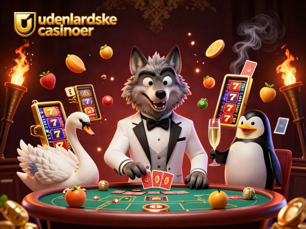 Experience exciting udenlandske casinoer with a debonair wolf and elegant swan at the baccarat table.