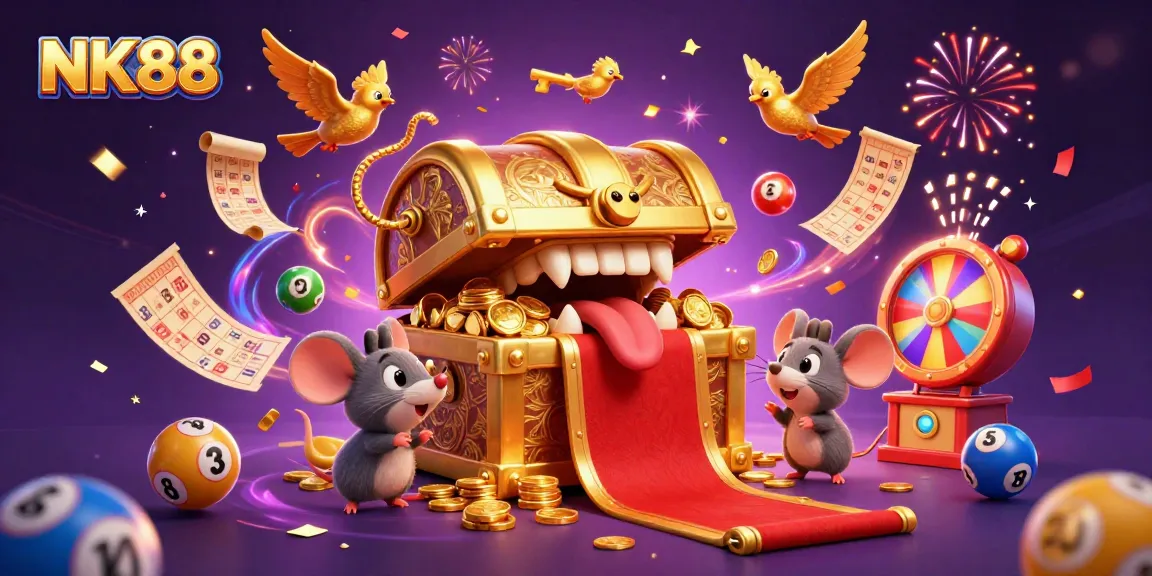 NK88 unleashes thrilling excitement with vibrant lottery elements and a treasure chest for passionate gamblers.