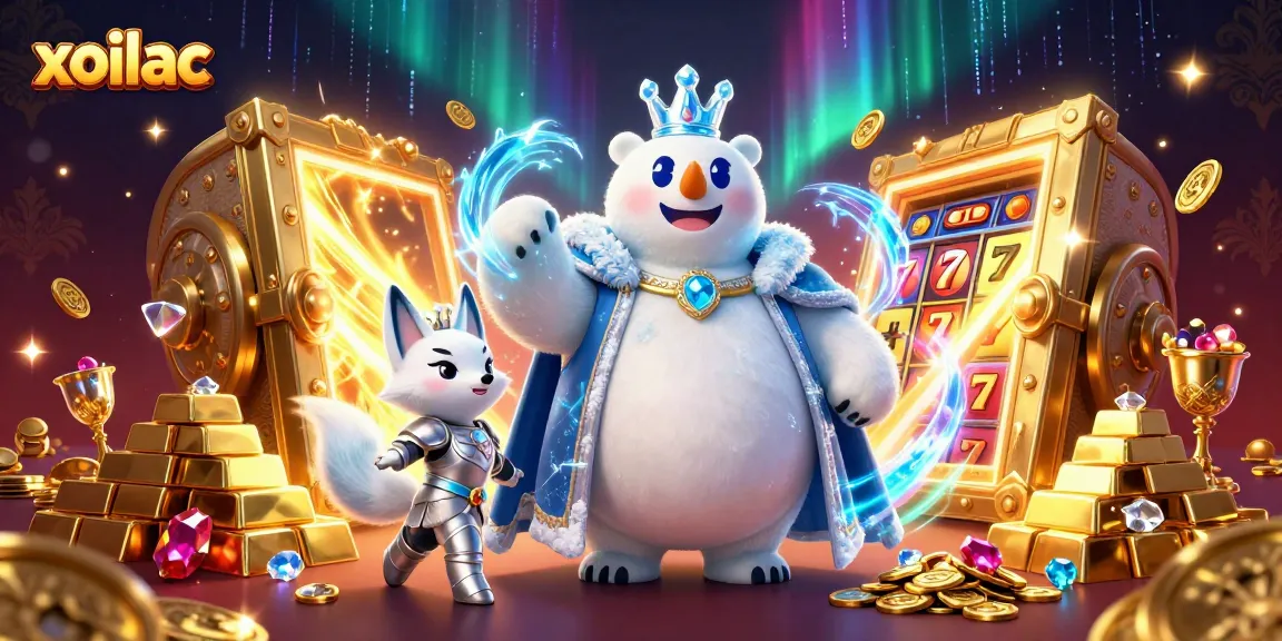 Xoilac brings thrill to gambling with a vibrant illustration featuring characters in a treasure-filled scene.