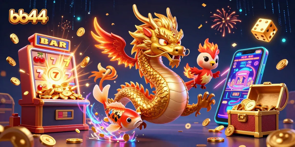 Celebrate winning moments at bb44 with vibrant dragons and bustling casino elements