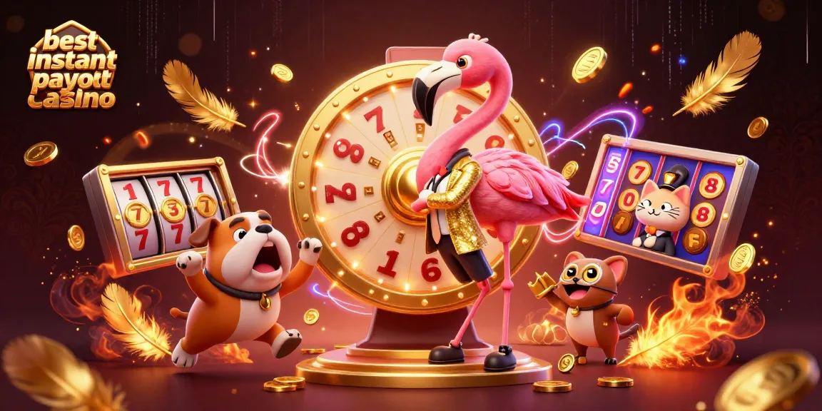 Engage with the best instant payout casino in a lively 3D illustration of gamers winning prizes.