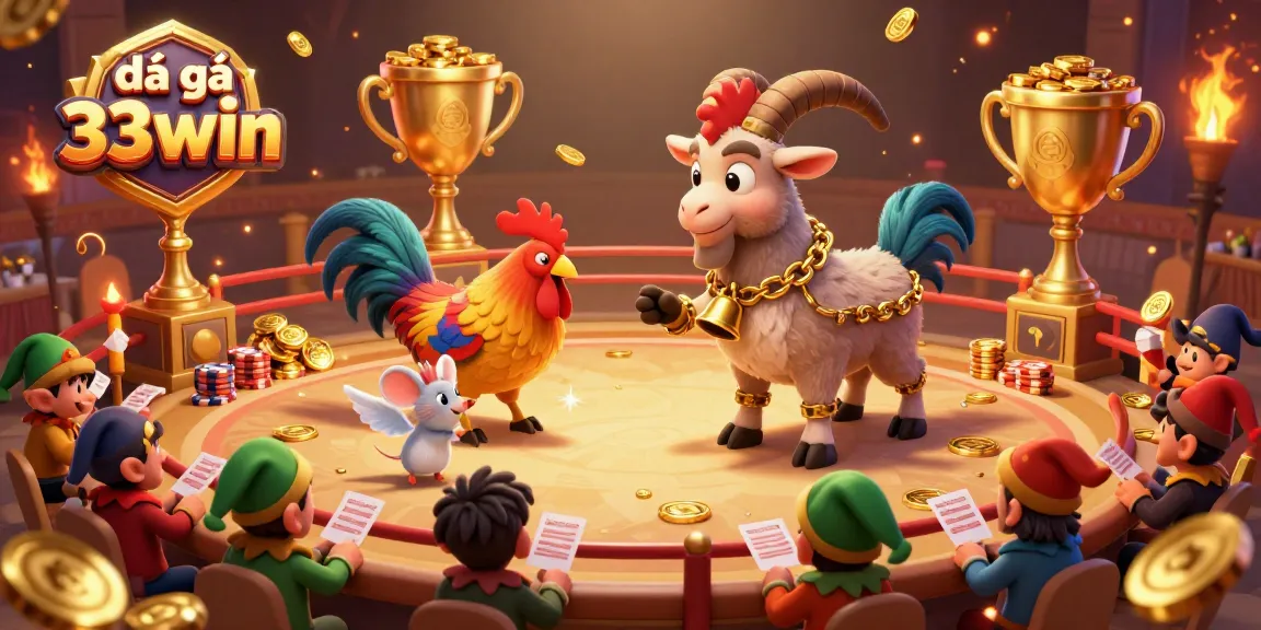 Experience the thrill of betting at đá gà 33win with an engaging arena scene filled with excitement and action.