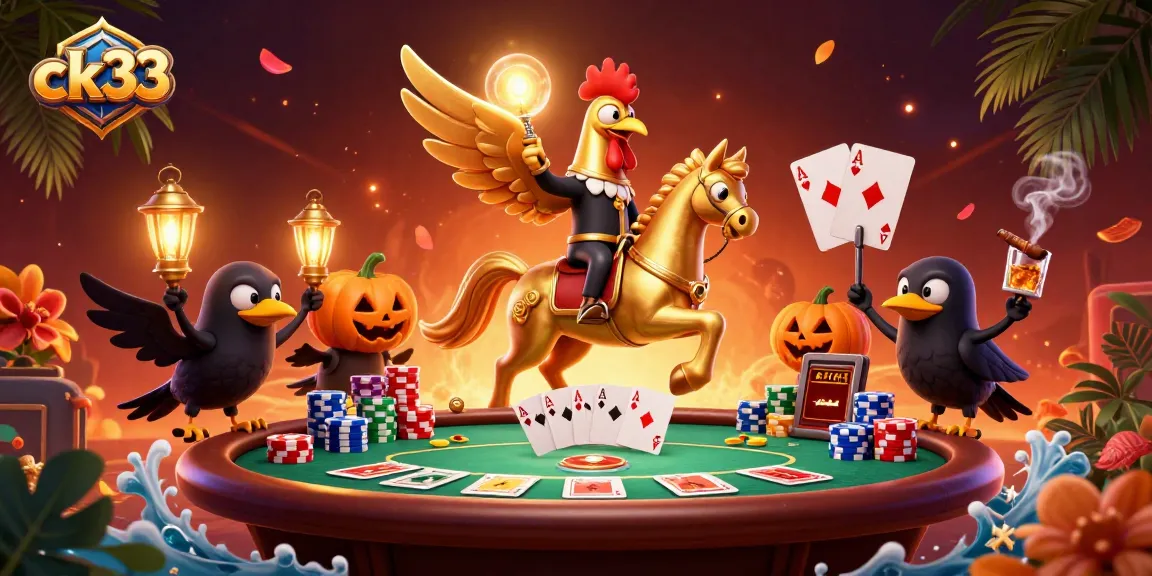 Engage in winning strategies at ck33 with a vibrant casino scene featuring unique characters and game elements.