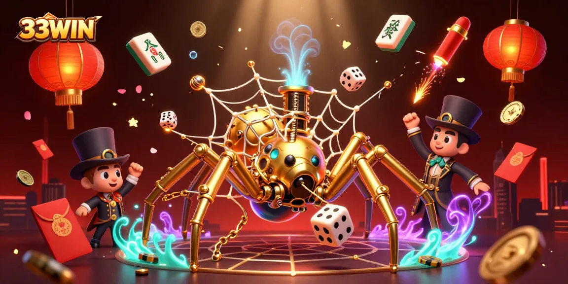 Engage in exciting gameplay at 33WIN while admiring a vibrant casino illustration.
