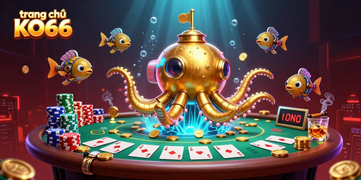 Experience thrilling gameplay at trang chủ KO66 with dynamic visuals featuring a golden kraken submarine.